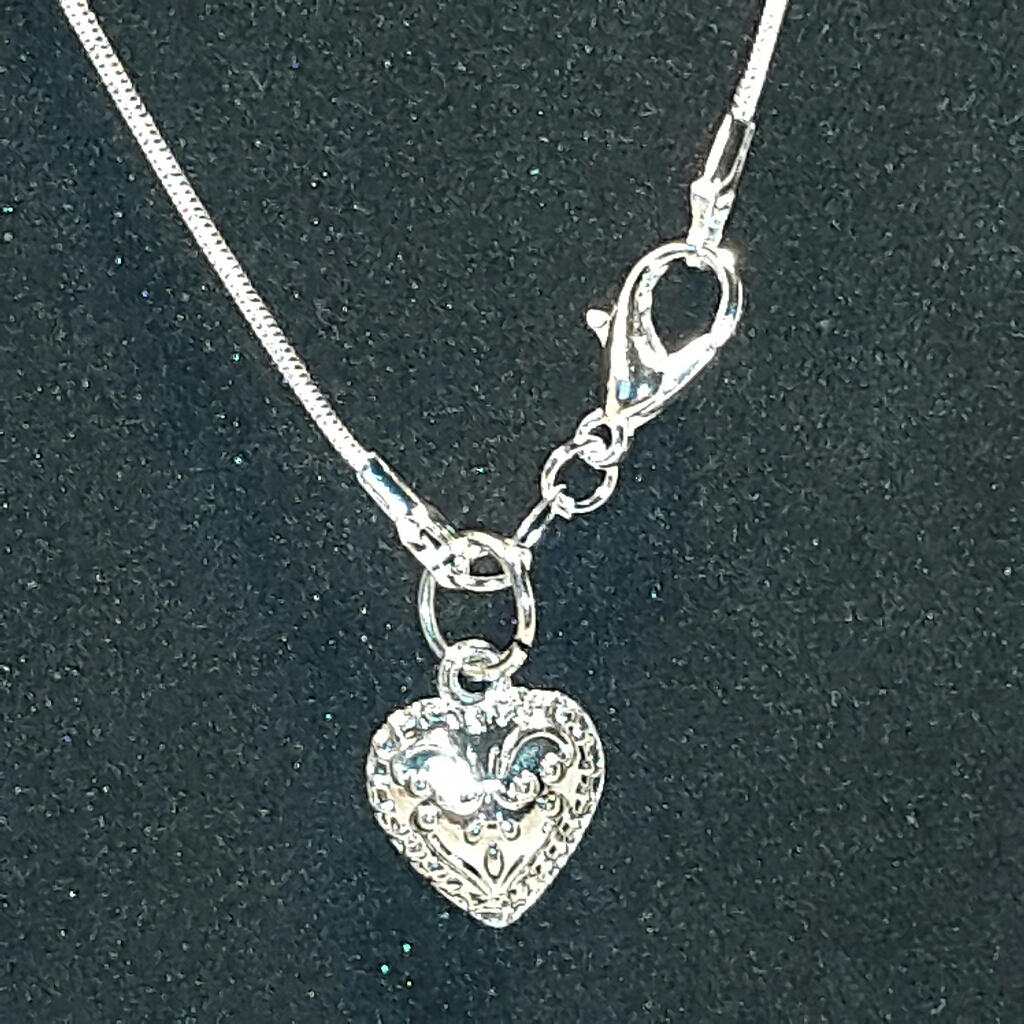 Heart Pendant 16" Sterling Silver Chain Ooak